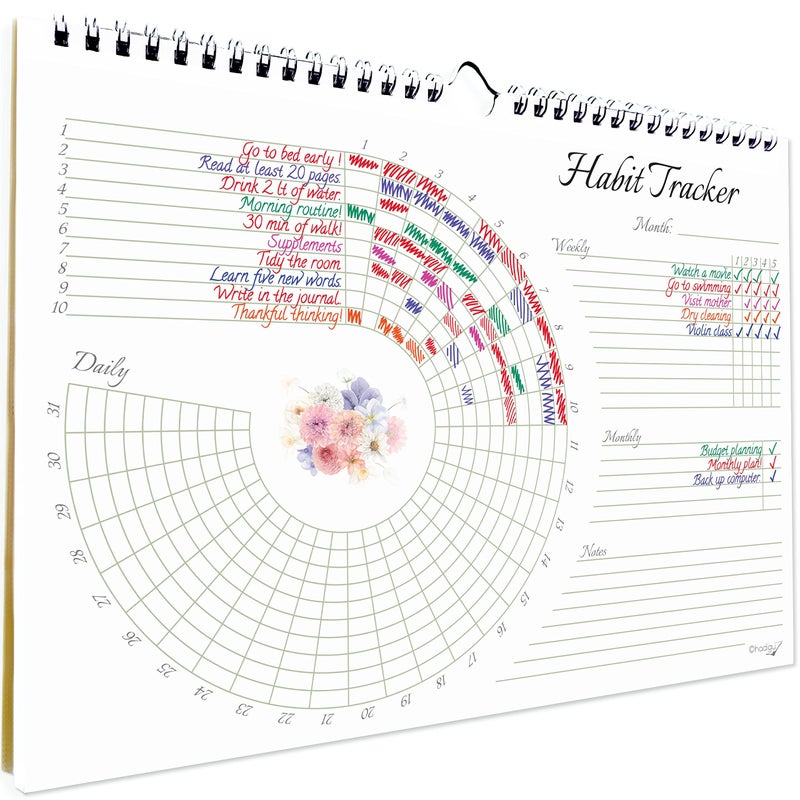 HADIGU Habit Tracker  Habit Tracker Journal  Habit Tracker Calendar  Spiral Bound and Hanger. - Image 1